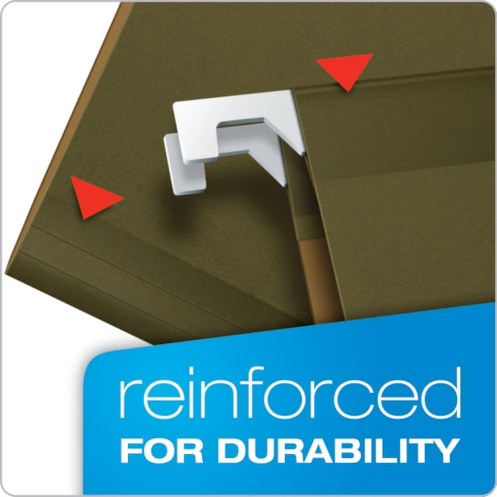 Pendaflex Extra Capacity Reinforced Hanging File Folders, 3", Legal Size, Standard Green, 1/5 Cut, 25 per Box (04153x3)
