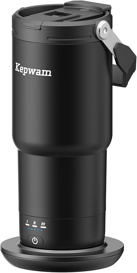 Kepwam Self-Heating Travel Mug 20oz, Temperature-Controlled Coffee Warmer Mug, Smart Travel Coffee Mug Keep Coffee Drinks Hot, Heated Mug Great for Driver Outdoor Fits Car Cup Holders