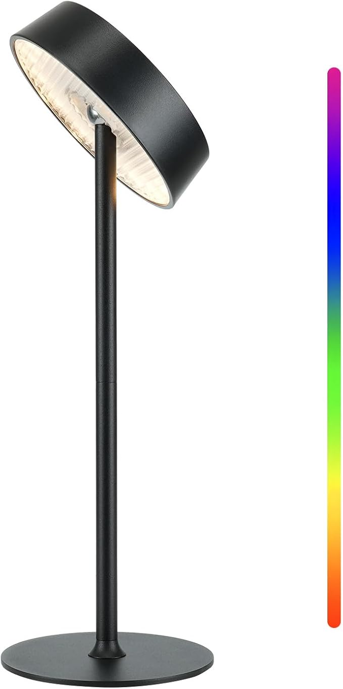 EZVALO Cordless Lamp, Rechargeable Table Lamp, Battery Operated | Portable Outdoor Waterproof, 3 Color Temps RGB, Dimmable Touch Control, LED Memory Function, Restaurant Dining Patio Black1Pc