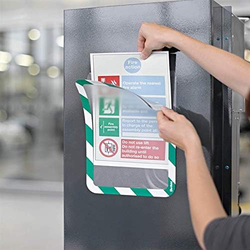 Tarifold Magnetic Safety Display Pockets, Letter Size, Green/White, 2 Pack | 2 magnetic safety display pockets, full magnetic backing, wide opening for quick updates, portrait or landscape, green/white