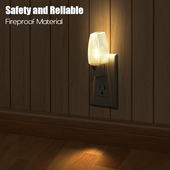 Emotionlite Plug in Night Light, Warm White LED Nightlight, Dusk to Dawn Sensor, Kids, Nursery, Bedroom, Bathroom,Hallway, Stairs, Kitchen, 4 Pack