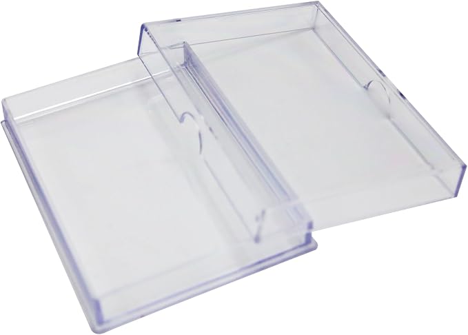 Gary Plastic Packaging 50 Pack Clear Acrylic Card Storage Boxes with Lids – 3 1/2" L x 2 1/2" W x 1/2" H Baseball Card Storage Box, Sports Card Boxes and Magic Card Storage Box – Made in USA