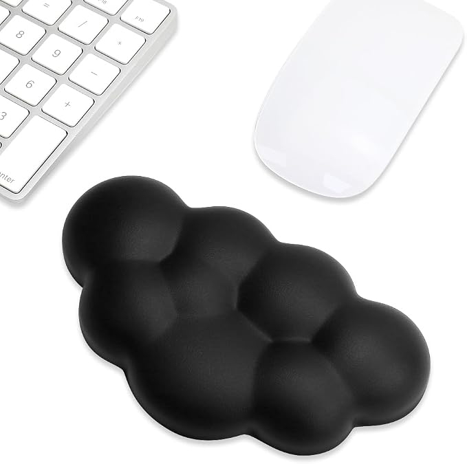Cloud Wrist Rest Cushion for Mouse Ergonomic Soft PU Leather Memory Foam Wrist Pain Relief Mouse Wrist Support Pad with Anti-Skid Base for Office School Home Laptop & Computer Mouse (Black)