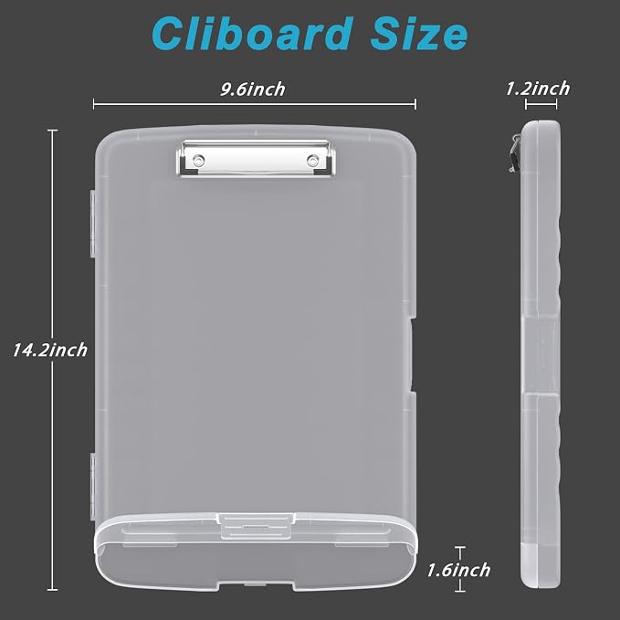 Rimilak Clipboard Storage, 8.5 x 11 High Capacity Clip Board, Translucen | Smooth Writing, Side-Opening Plastic Folder with Pen Holder, Size 14.2 x 9.6 x 1.2″ ,for Classroom, Teacher, Student