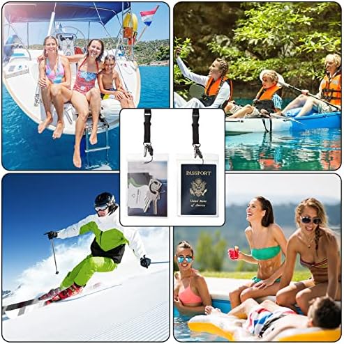 Waterproof Passport Holder Pouch Ticket Holder Travel Wallet with Resealable Pockets Adjustable Lanyard for Men Women