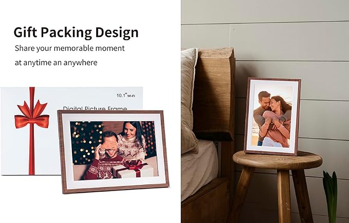 Frameo 10.1 Inch WiFi Digital Picture Frame，Electronic Frame,1280 * 800IPS HD Cloud Smart Digital Photo Frame,32GB Storage, Wall Mountable, Auto-Rotate,Easy to Share Photos or Videos via FRAMEO APP
