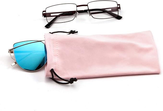 TRIUMPH VISION Glasses Case Soft Eyeglass Case Sunglass Pouch Cloth 3 Pack | Thick Microfiber Pouch Drawstring Pouch Eye Glass Bag Sunglasses Sleeve Storage, Lens Protection Cover,Cleaning Lens Screen