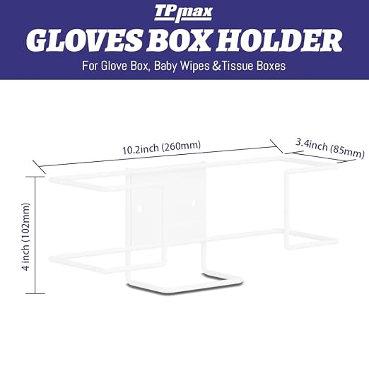 L Size Gloves Box Holder Glovesbox Wire Rack Dispenser for Gloves,Tissues Paper Towels Organizer - Mounting Accessories Included - Holds 1 Box - Perfect for Lab, Food Service and Home