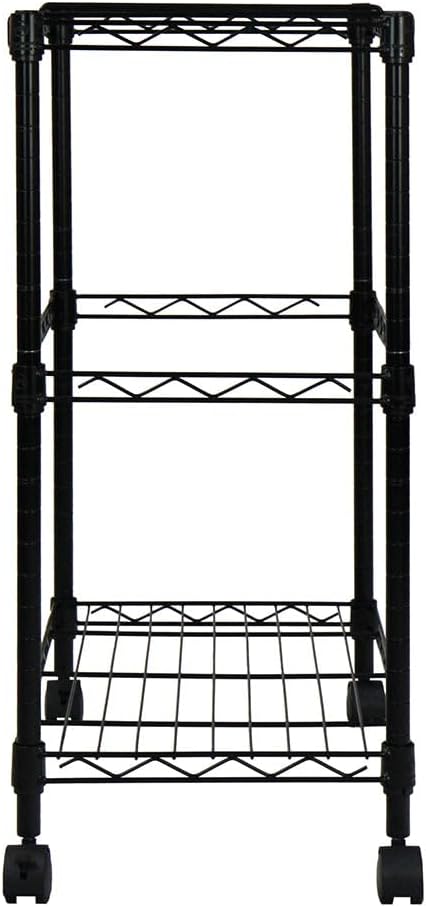 Oceanstar Portable 2-Tier Metal Rolling File Cart, Black