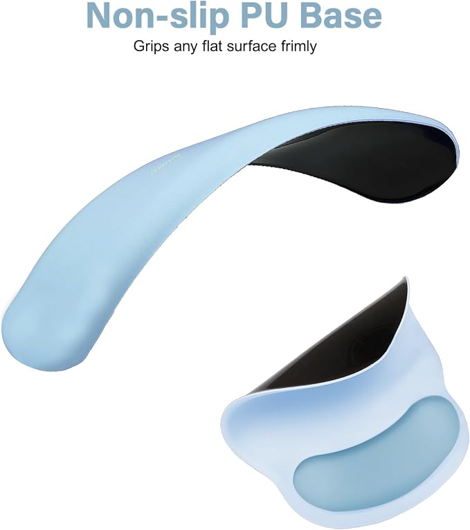 MOSISO Wrist Rest Support for Mouse Pad&Keyboard Set, Air Blue | Circle Curved Ergonomic Mousepad Non-Slip Base Home/Office Pain Relief&Easy Typing Pad with Soft Cloth&Silicone Lining