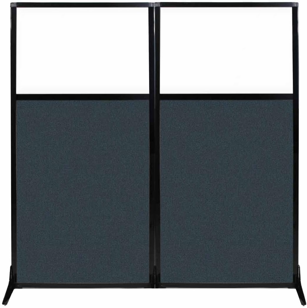 Versare Workstation Partition | Portable Wall Divider | Modern Office Cubicle | Free Standing Privacy Screen | Flexible Work Space | 66" x 70" W/Window, Blue Spruce Fabric Panels