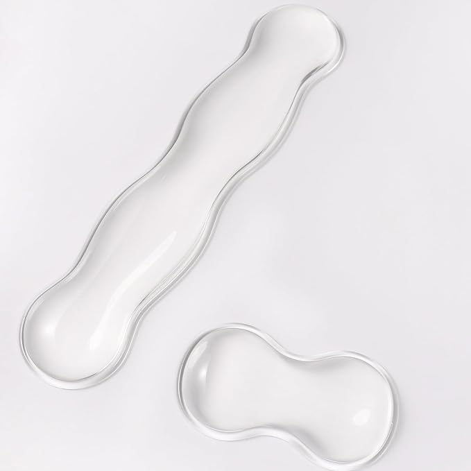 Sumgsn White Gel Wrist Rest Set, Clear Keyboard and Mouse Rest for 60%/75% | Ergonomic Wrist Rest, Relax Your Wrist, for Laptop Computer Office & Home