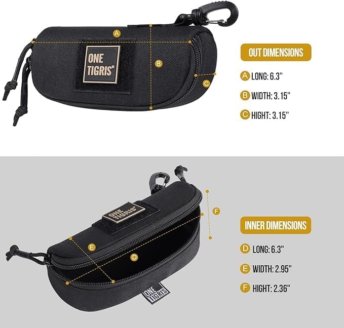 ONETIGRIS Tactical Hard Shell Eyeglasses Case Molle Zipper Sunglasses Pouch Shockproof Crush Resistant for Outdoor Activities