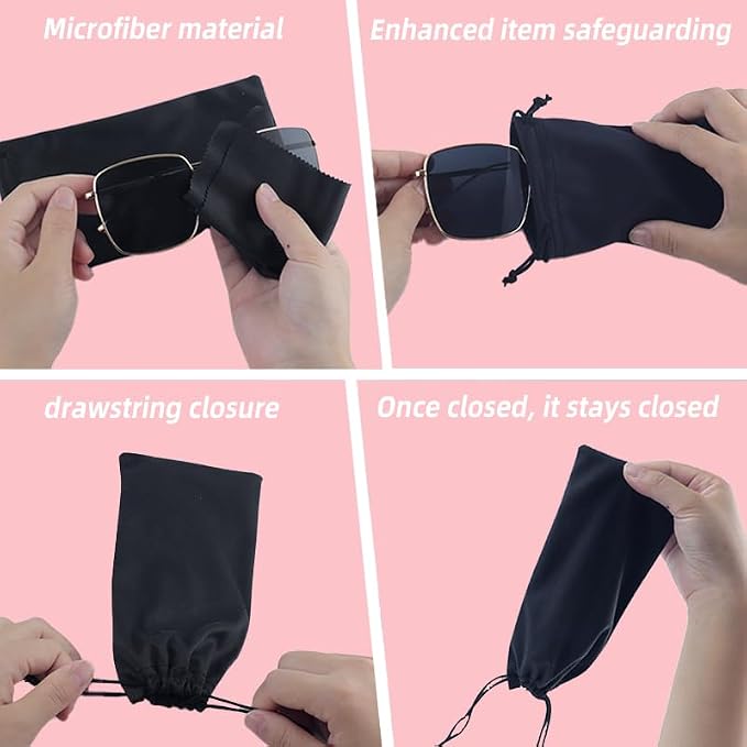 TKYZMS 8-Pcs Eyeglass Pouch Set with 2 Microfiber Cleaning Cloths-Soft Sunglasses Case,Travel Glasses Case,Sunglass Sleeve,Storage Bag for Eyeglasses,Sunglasses,Watch,Jewelry & Smartphone ﻿