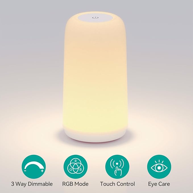 Touch Bedside Table LED Lamp, [Sleek Design & RGB Mode] Multi-Color Dimmable with Warm White Lights, Birthday Gifts for Women Mom, Smart Nightstand Small Lamp for Bedroom Living Room Home Decor