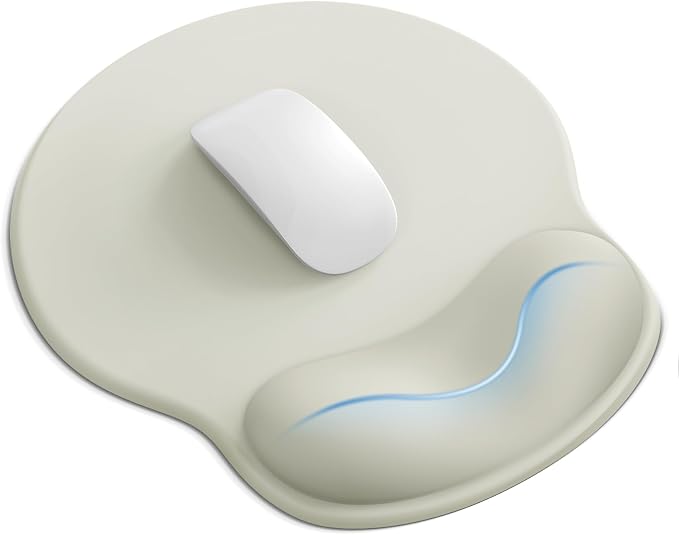Mouse Pad with Wrist Rest for Desktop Large Ergonomic Mouse Mat(LightGreen) | 10.6''L x 9''W Size, Gel Wrist Support, Non-slip Base, Washable Surface, Laptop Mousepad