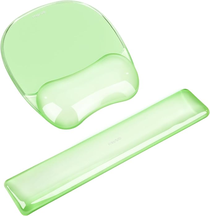 MOSISO Cooling Gel Wrist Rest Support for Mouse Pad&Keyboard Set, Green | Irregular Oval Ergonomic Mousepad Keyboard Pad Non-Slip Base Home/Office Pain Relief&Gel Easy Typing Pad for Computer Laptop