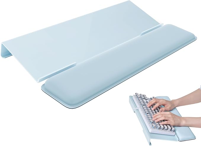 Laborio Computer Keyboard Wrist Rest, Keyboard Riser Stand for Desktop | Blue, Ergonomic Acrylic Keyboard Holder, Non-slip Wrist Pad, Pain Relief for Typing, Multiple Colors