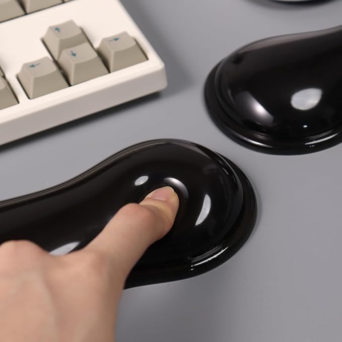 Ergonomic Silicone Gel Keyboard and Mouse Wrist Rest Set – Clear Wrist Rest for Keyboard 60%/68%/75%, Comfort & Support for Typing and Gaming(Black)
