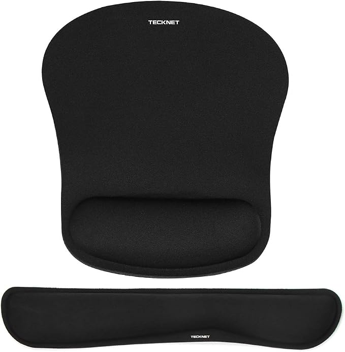 TECKNET Keyboard Wrist Rest and Mouse Pad Set with Wrist Support | Memory Foam Ergonomic Mousepad Rests for Pain Relief, Wrist Rest for Computer Keyboard for Office & Home