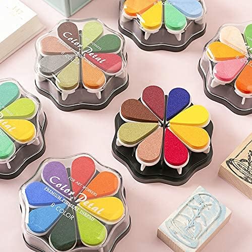 Petal Ink Pads for Rubber Stamps Waterdrop Shaped Stamp Pads with 8 Assorted Colors (Set 1004)