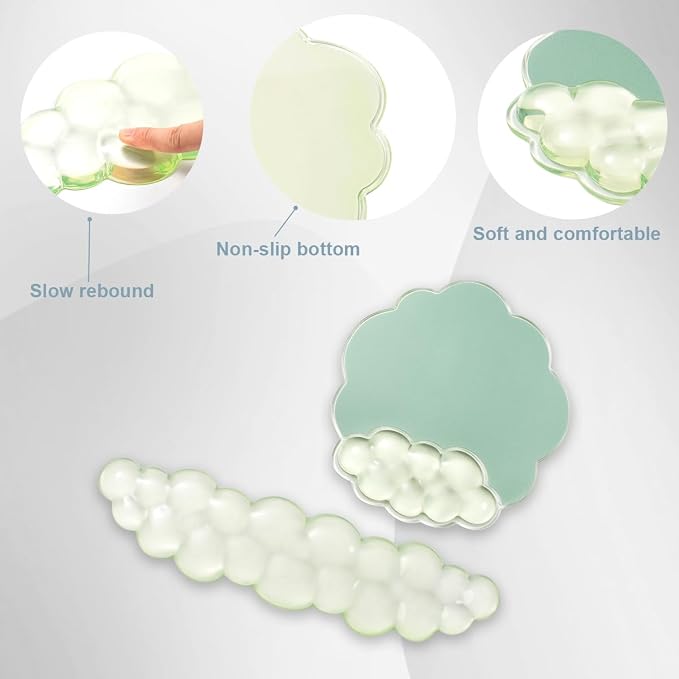 Cloud Wrist Rest and Cloud Mouse Pad for Keyboard and Mouse Pain Relief | Cooling Comfort Pain & Fatigue Relief Easy to Clean Office Accessories