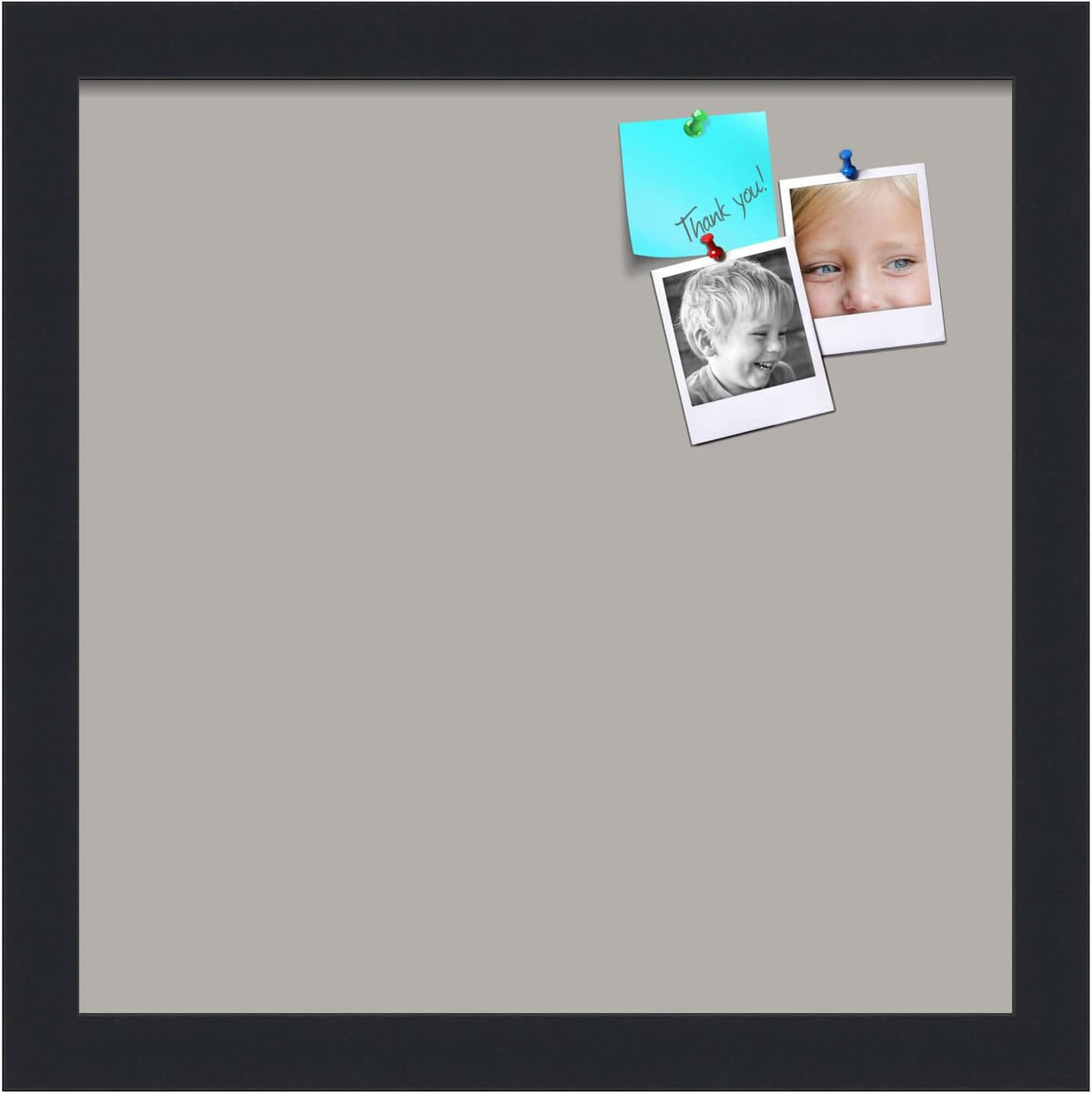 PinPix 12x12 Inch Cork Bulletin Board. This Decorative Framed Pin Board Comes with Dark Stone Design and a Satin Black Frame. Ideal for Home Office Decor or Message Board (PinPix-1808)
