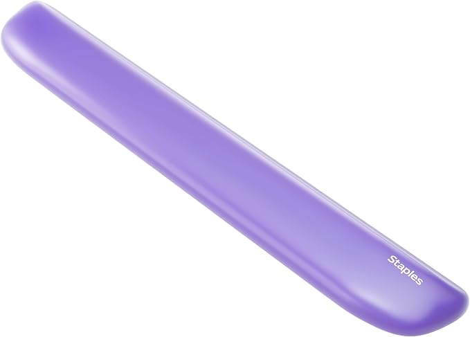 STAPLES Gel Keyboard Wrist Rest, Ergonomic Non‑Slip Wrist Support Cushion for Comfortable Typing, Durable Gel‑Filled Design, Purple Crystal