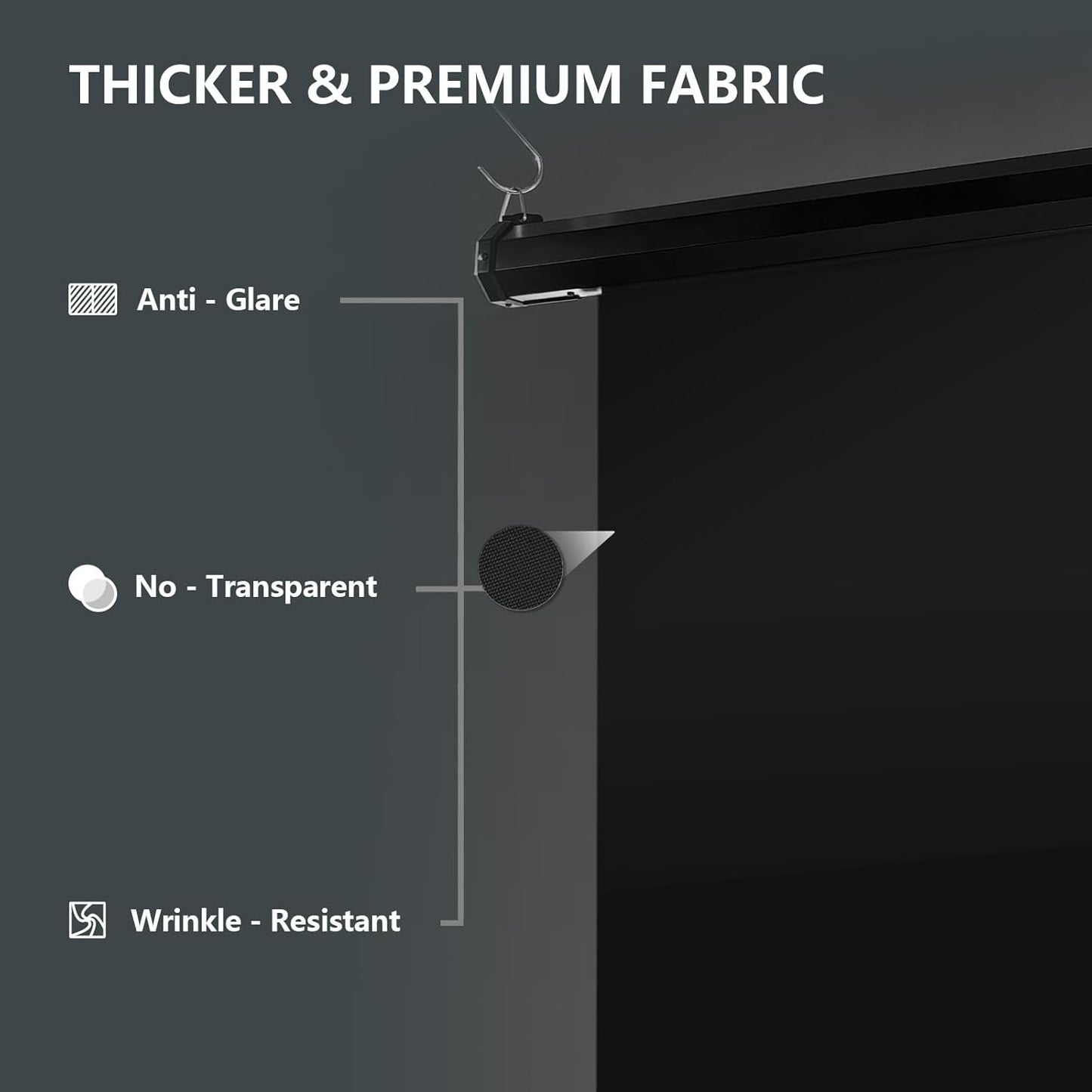 RAUBAY Motorized Pull Down Black Screen Backdrop - 78.7" x 86.6" Collapsible Wall-Mount Background for Professional Video Production, Photography Studio, Video Conferencing and YouTube, TikTok Creator
