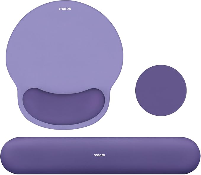 MOSISO Wrist Rest Support for Mouse Pad&Keyboard Set, Imperial Purple | Circle Curved Ergonomic Mousepad Non-Slip Base Home/Office Pain Relief&Easy Typing Pad with Soft Cloth&Silicone Lining