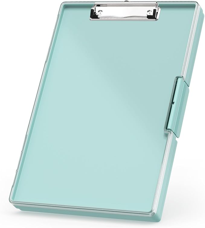 Rimilak Clipboard with Storage,8.5x11 2 Compartment Clip Board, Dark Green | Smooth Writing, Side-Opening Plastic Folder with Pen Holder, Size 13.3 x 9.4 x 1.5″,for Classroom, Teacher, Student