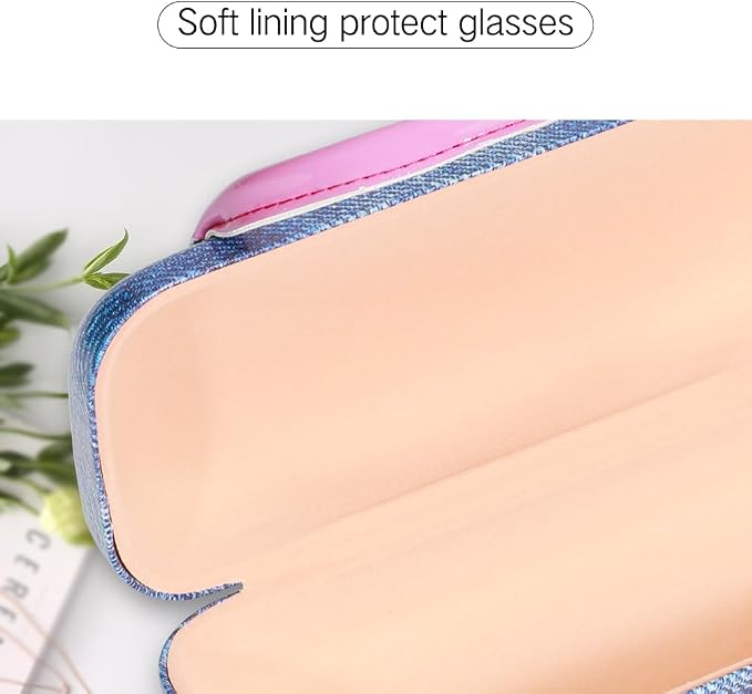 PERFECTSIGHT Hard Shell Eyeglasses Case, PU Leather Protective Glasses Case, Cute Eyeglass Case for Women Men Girls
