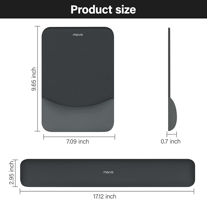 MOSISO Wrist Rest Support Mouse Pad & Keyboard Set, Slate Gray | Rectangular Ergonomic Mousepad, Non-Slip Base, Home/Office Pain Relief & Easy Typing, Neoprene Cloth & Raised Silicone Lining