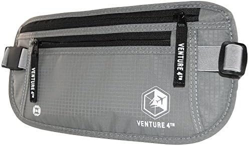 VENTURE 4TH Travel Money Belt, RFID Blocking Passport Holder - Silver