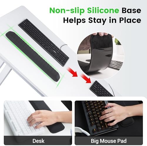 MEKASS Ergonomic Wrist Rest for Keyboard and Mouse, Soft Memory Foam Keyboard Wrist Rest Set with Non-Slip Silicone Base, Easy Typing, Pain Relief, Comfort for Office, Work, Gaming (Light Gray)
