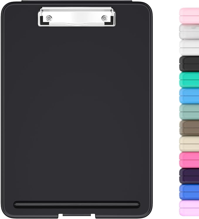 Hongri Clipboard with Storage, 8.5 x 11 Clip Board Foldable, Black | Bottom Opening, Size 13.4 x 9.4 X 0.9 in for Nurses, Teacher, Students, Classroom, School & Office Supplies
