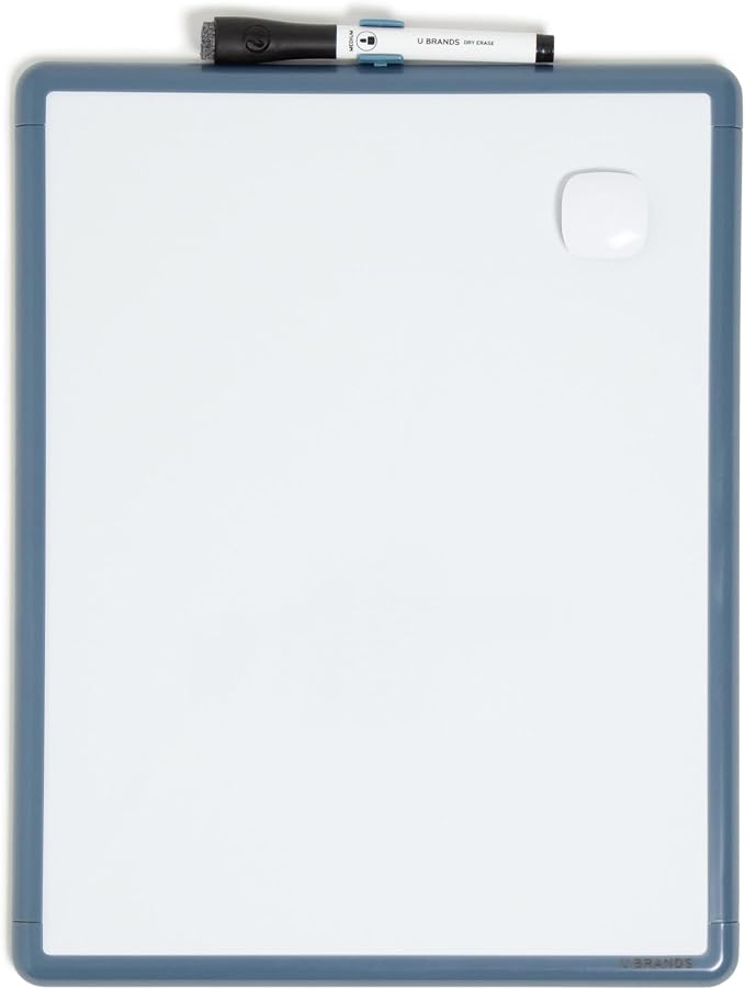 U Brands Dry Erase Whiteboard, 11" x 14", Small Whiteboard, Blue Frame