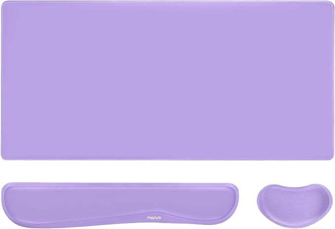 MOSISO Keyboard Mouse Pad Set, Gaming Mouse Pad&Keyboard Wrist Rest | Ergonomic Wristrests with Memory Foam Home Office Easy Typing Cushion Non-Slip Mousepad, Purple