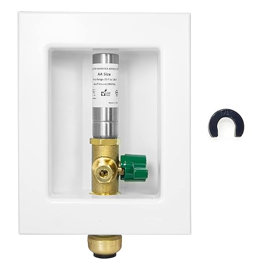 EFIELD Push-fit Ice Maker Outlet Box, 1/2-Inch Push-Fit Connection with Stainless Steel Hammer Arrestor, Installed 1/4-Turn Ball Valve,(IM015)