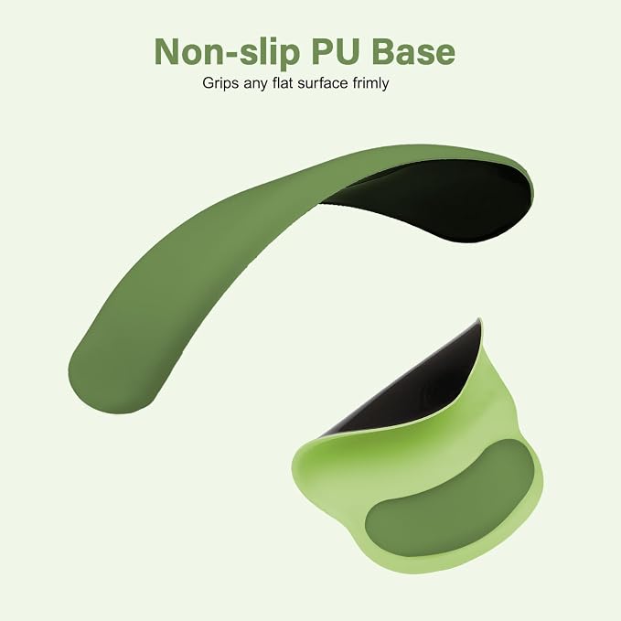 MOSISO Wrist Rest Support for Mouse Pad&Keyboard Set, Olive Green | Circle Curved Ergonomic Mousepad Non-Slip Base Home/Office Pain Relief&Easy Typing Pad with Soft Cloth&Silicone Lining