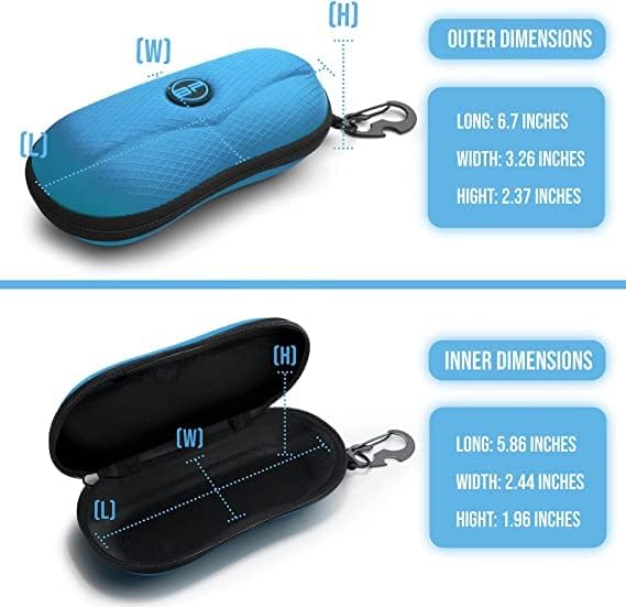 BLUPOND Sunglasses Case Semi Hard EVA Shell with Metal Hanging Hook Belt Clip Sun Glasses Storage