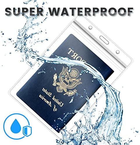 Waterproof Passport Holder Pouch Ticket Holder Travel Wallet with Resealable Pockets Adjustable Lanyard for Men Women
