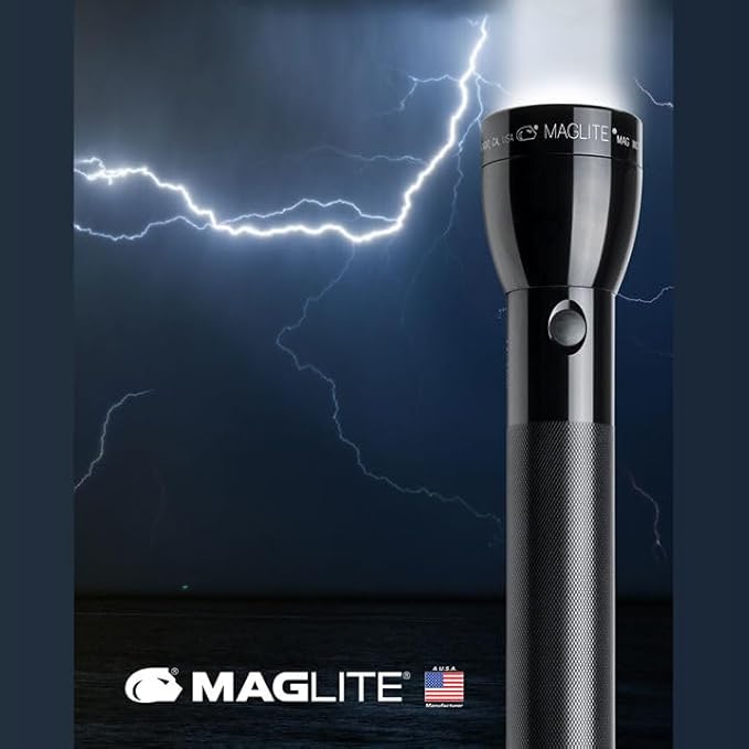 MagLite Battery-Powered LED Flashlight – ML300L 3-Cell D Flashlight with Adjustable Focus, Precise Beam, Long Battery Life, Water-Resistant for Emergency, Outdoor, and Camping