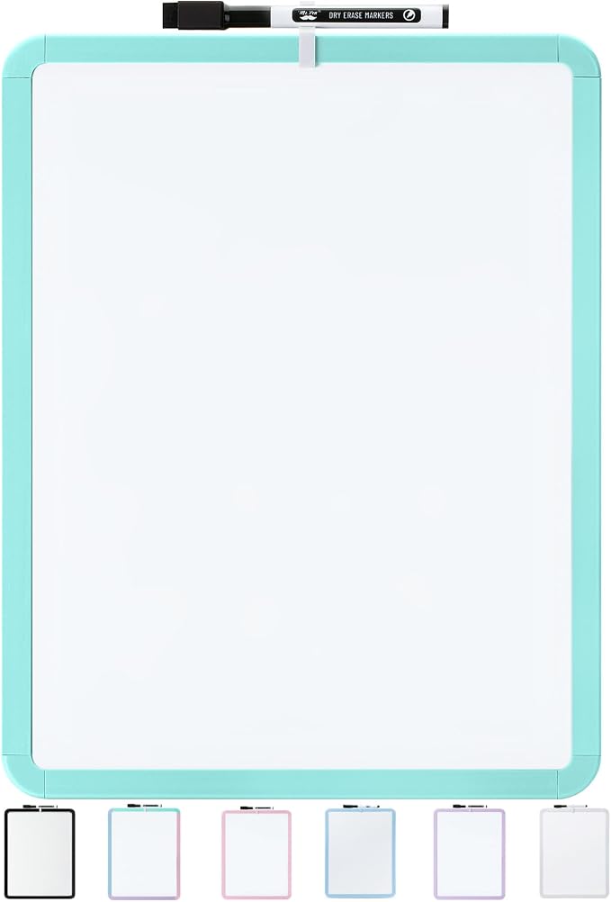 Mr. Pen- Dry Erase Board, 14” x 11” with a Black Dry Erase Marker | Mint Green Frame, Small Mini White Board for Students, Fridge, Wall, Locker, Includes Double Sided Tapes