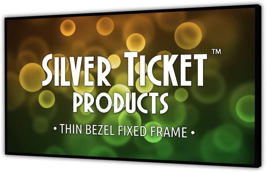 Silver Ticket Products S7 Series 6 Piece Thin Bezel Home Theater Fixed Frame 4K/8K Ultra HD, HDTV, HDR & Active 3D Projection Screen, 16:9 Format, 135" Diagonal, Woven Acoustic Material S7-169135-WAB