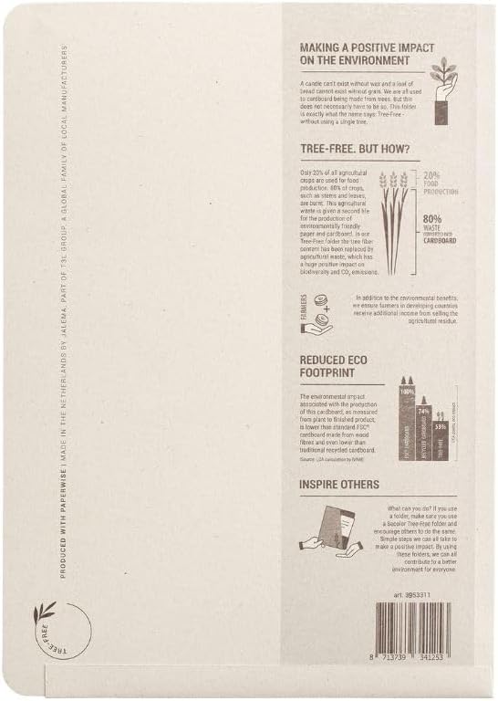 Jalema Tree-Free Insertion Folders, Natural Beige | Holds up to 20 sheets, cardboard made from agricultural waste, natural beige, for office, school or presentations