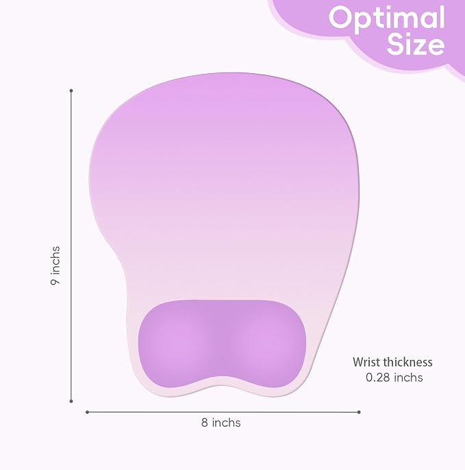 Ergonomic Mouse Pad,Non Slip Mousepad Wrist Rest Support for Office, Computer, Laptop & Mac(A-Purple)
