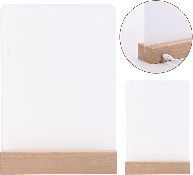 2 Pack 6" x 8" Sublimation led Acrylic Photo Frames Night Lights Blanks Heart Shape,with Warm Color Light with Wood Stand for Heat Press Machine Printing