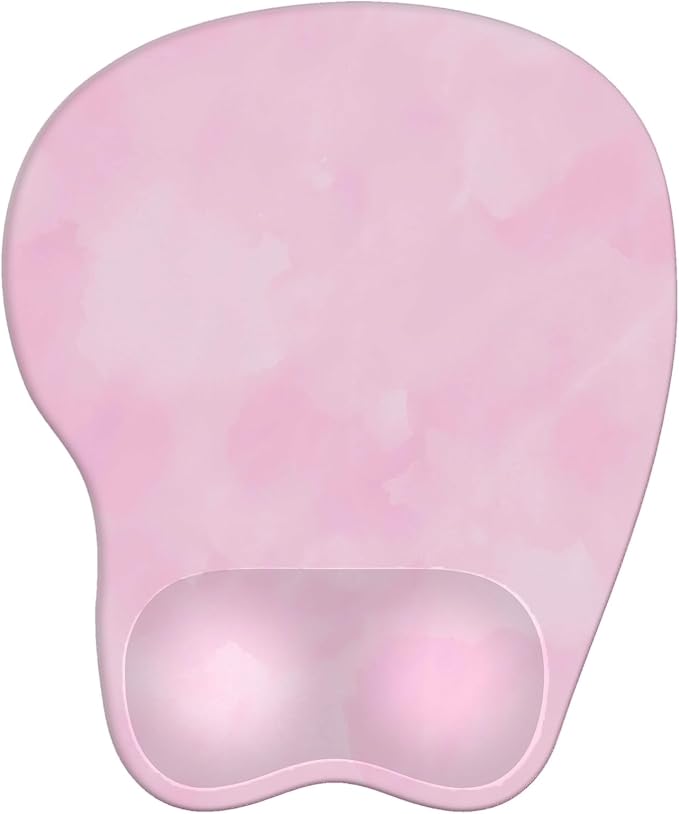 Mouse Pad with Wrist Rest Ergonomic Mouse Pad with Comfortable M-Shape Pain Relief Wrist Support Non-Slip PU Base Mousepad for Laptop, Office & Home (Blush Pink)
