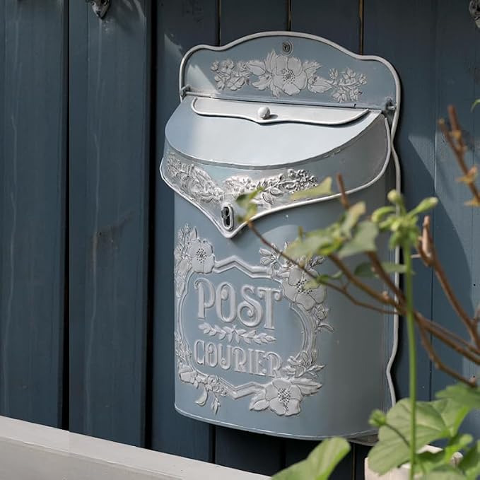 BIG FORTUNE Wall Mount Mailbox for House Outside Vintage Metal Door Mailbox Antique Style Nostalgic Charm Home Decor Garden Vintage English Cottage Decor Flower Patter